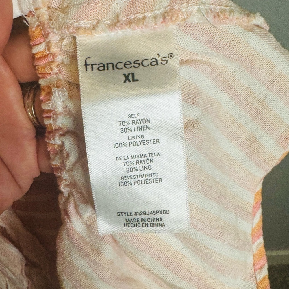 Francesca’s Stripe Bow Back Tank Top Sz XL - Picture 6 of 6